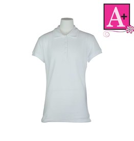 School Apparel A+ White Short Sleeve Pique Polo #9715