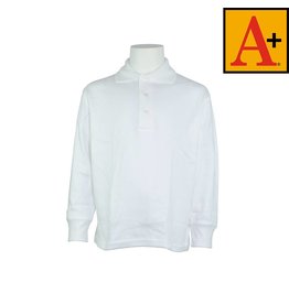 School Apparel White Long Sleeve Interlock Polo #8434-00