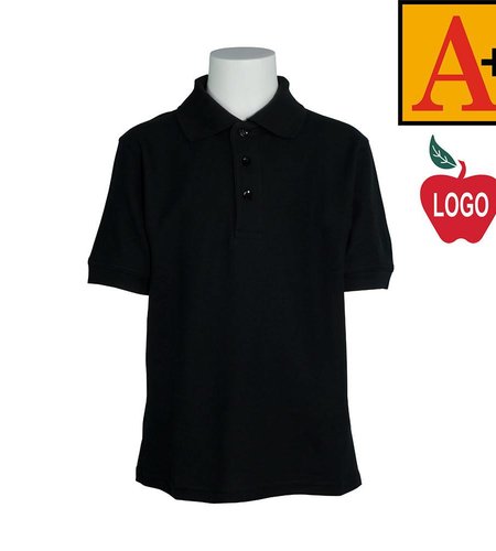 Embroidered Black Short Sleeve Pique Polo #8761