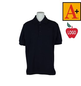 Embroidered Navy Blue Short Sleeve Pique Polo #8761