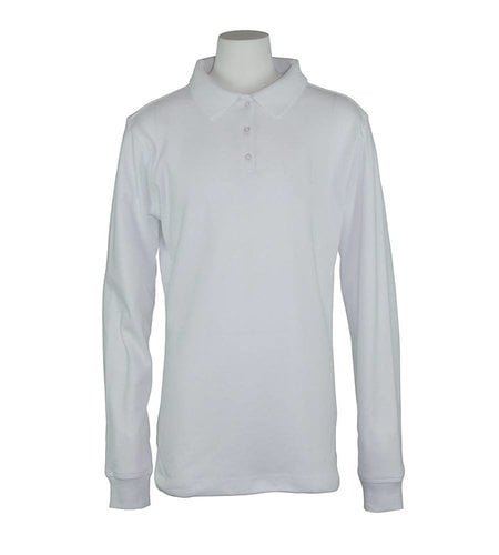 Elder White Long Sleeve Interlock Polo #7671-00