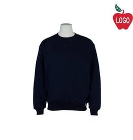 Embroidered Navy Blue Crew-neck Sweatshirt #998-1809