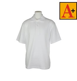 School Apparel A+ White Short Sleeve Interlock Polo #8432