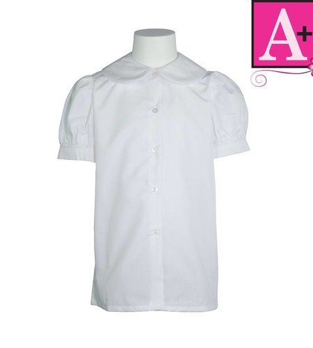 School Apparel White Short Sleeve Peter Pan Blouse #9361-00