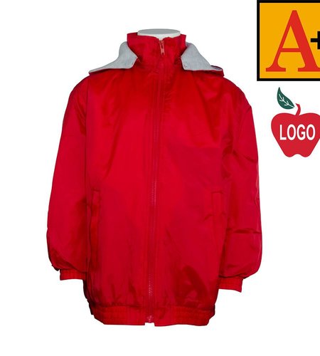 Embroidered Red Hooded Nylon Jacket #6225