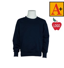 Embroidered Navy Blue Crew-neck Sweatshirt #6254
