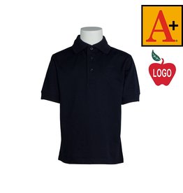 School Apparel A+ Navy Blue Short Sleeve Jersey Polo #8320