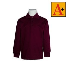 School Apparel A+ Wine Long Sleeve Jersey Polo #8326