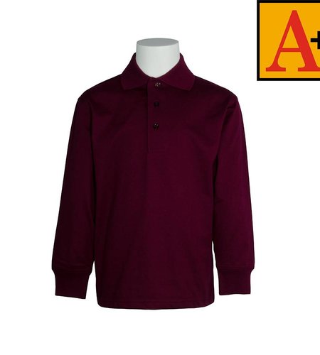 School Apparel Wine Long Sleeve Jersey Polo #8326-00