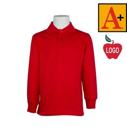 Embroidered Red Long Sleeve Jersey Polo #8326-1819-Grade Preschool