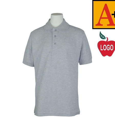 Embroidered Grey Short Sleeve Pique Polo #8761