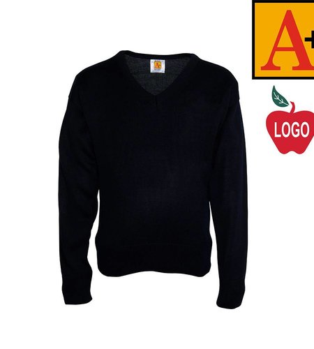Embroidered Navy Blue Fine Gauge Pullover Sweater #6432