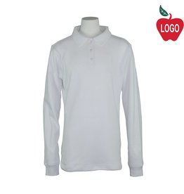 Embroidered White Long Sleeve Interlock Polo #7671