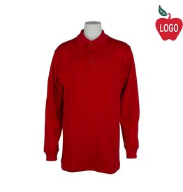 Embroidered Red Long Sleeve Interlock Polo #5671