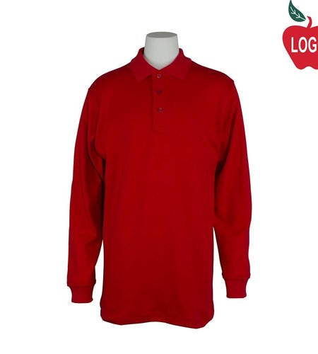 Embroidered Red Long Sleeve Interlock Polo #5671