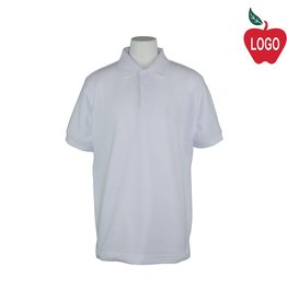 Embroidered White Short Sleeve Pique Polo #U838