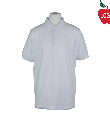 Embroidered White Short Sleeve Pique Polo #U838