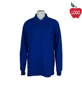 Embroidered Royal Blue Long Sleeve Pique Polo #U840