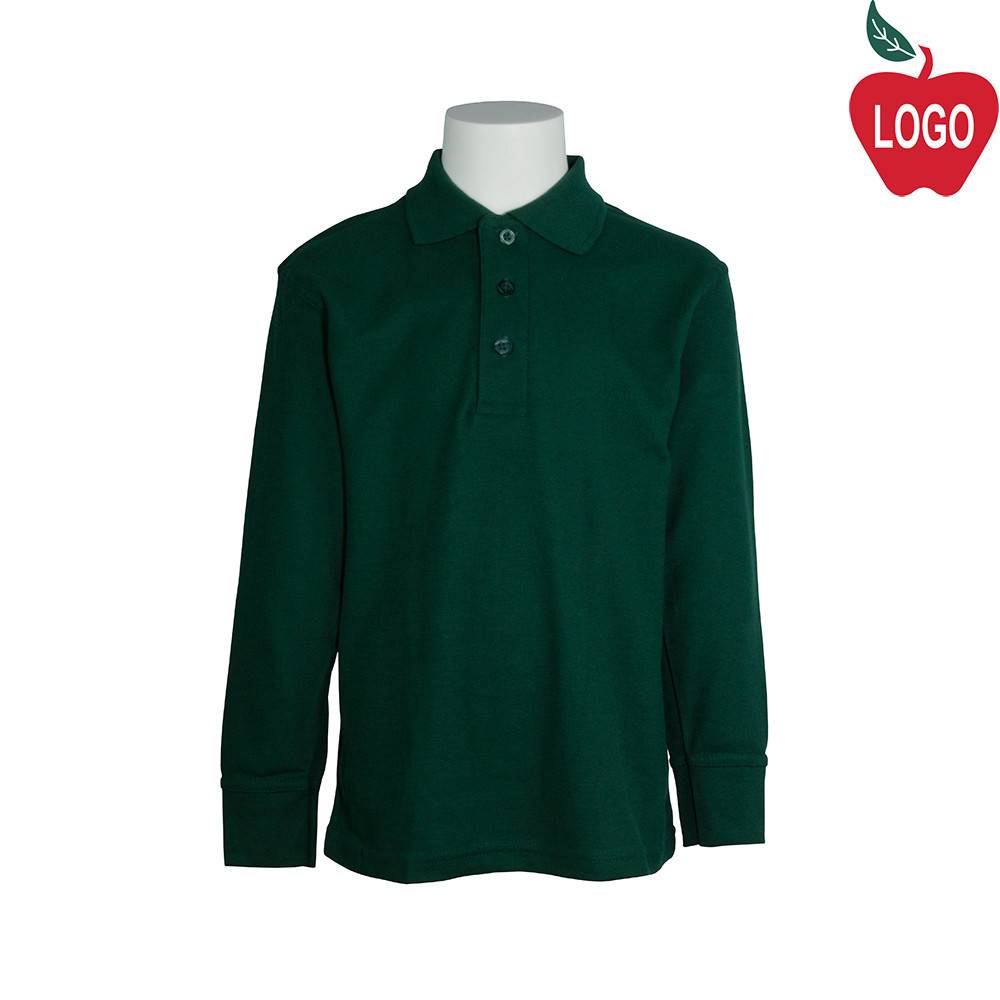 Green Long Sleeve Pique Polo #8748