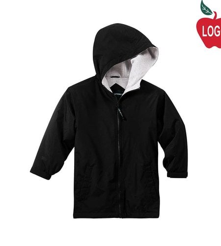 Port Authority Black Hooded Nylon Jacket #JP56