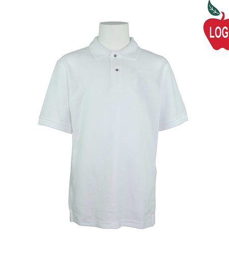 Embroidered Mens White Short Sleeve Pique Polo #K500-1810