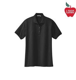 Embroidered Ladies Black Short Sleeve Pique Polo #L500-1810