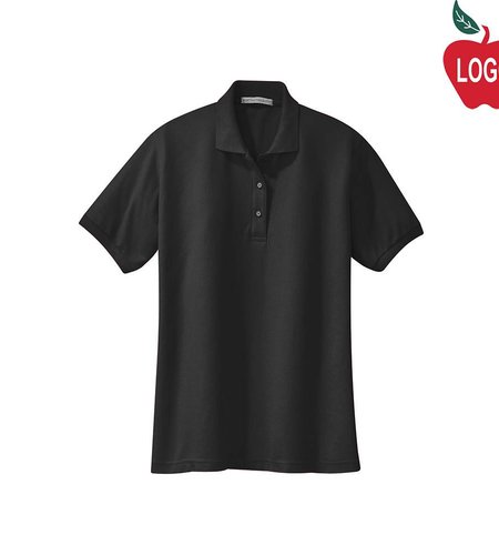 Embroidered Ladies Black Short Sleeve Pique Polo #L500-1810