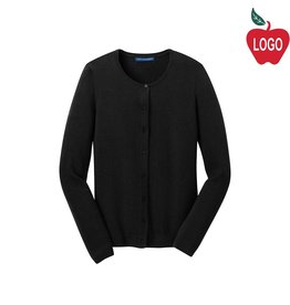 Embroidered Ladies Black Cardigan Sweater #LSW287-1810