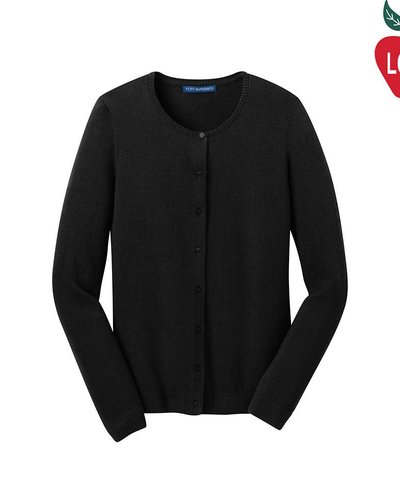Port Authority Ladies Black Cardigan Sweater #LSW287 - Merry Mart Uniforms