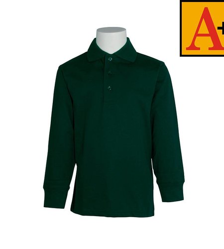 School Apparel Green Long Sleeve Jersey Polo #8326-00