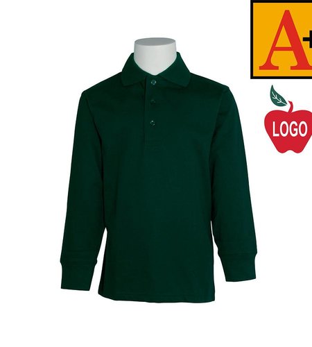 Embroidered Green Long Sleeve Jersey Polo #8326-1821-Grade K-8