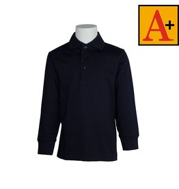 School Apparel A+ Dark Navy Blue Long Sleeve Jersey Polo #8326