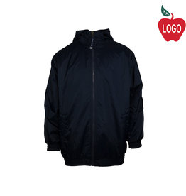 Embroidered Navy Blue Hooded Nylon Jacket #6225-1853