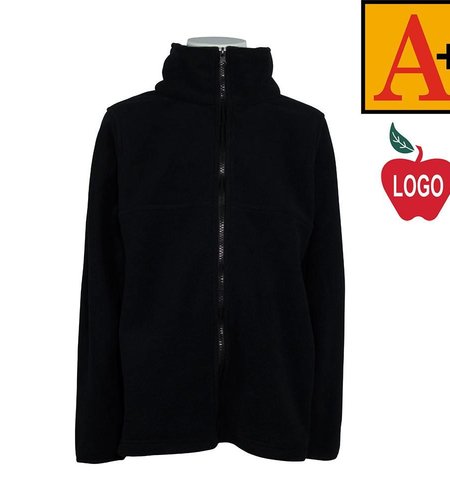 Embroidered Embroidered Black Full Zip Fleece Jacket #6202-1851