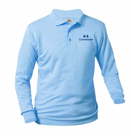 Embroidered Light Blue Jersey Knit Long Sleeve Shirt #8326-1802