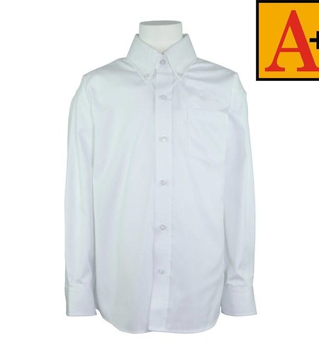Embroidered White Long Sleeve Boys Oxford  #8140-1815