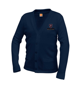 Embroidered Navy Blue Cardigan Sweater #6300-1813