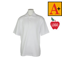 Embroidered White Short Sleeve Pique Polo #8432-1814-Grade K-8