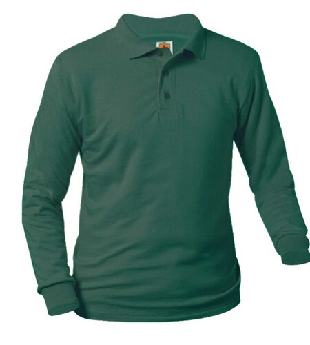 Embroidered Green  Long Sleeve Jersey Polo #8326-1851