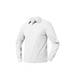 School Apparel White Long Sleeve Pique Polo #8766