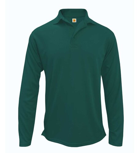 School Apparel |EM-8956|1844-EA2|LS DRI FIT POLO|PINEWOOD|GREEN|