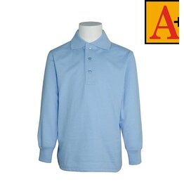 School Apparel |LS JERSEY POLO WITH LOGO|ENLIGHT|LT BLUE|
