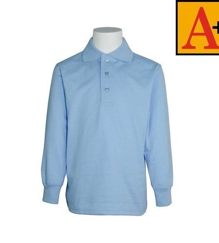 School Apparel |EM-8326|1822-EA1|LS JERSEY POLO WITH LOGO|ENLIGHT|LT BLUE|