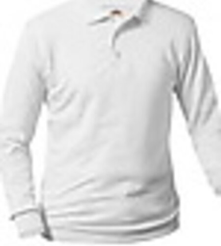 School Apparel |EM-8326|1822-EA1|LS JERSEY POLO WITH LOGO|ENLIGHT|WHITE|