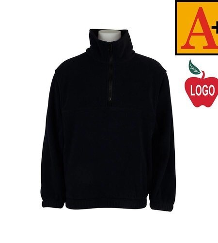 School Apparel Embroidered 6235 Navy Half Zip Fleece Jacket With Logo