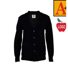 School Apparel Embroidered 6300 Navy Cardigan Sweater With Logo