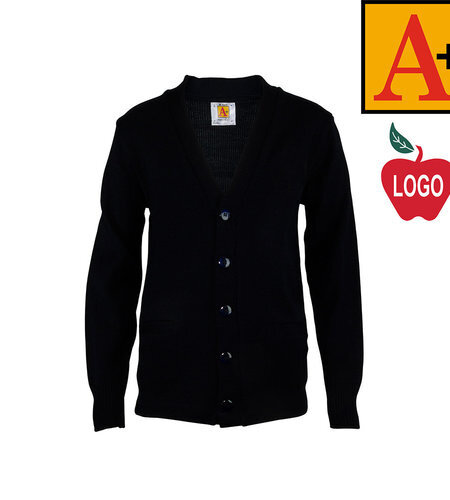 School Apparel Embroidered 6300 Navy Cardigan Sweater With Logo