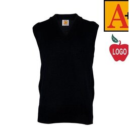 School Apparel Embroidered 6600 Navy Sweater Vest With Logo (OPTIONAL)