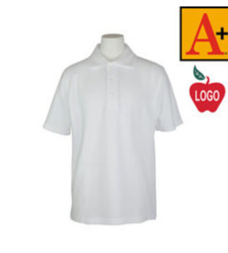 Embroidered 8760 White SS Pique Polo Shirt With Logo