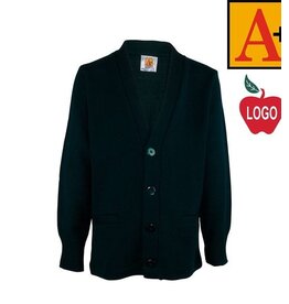 School Apparel Embroidered 6300 Green Cardigan Sweater With Logo
